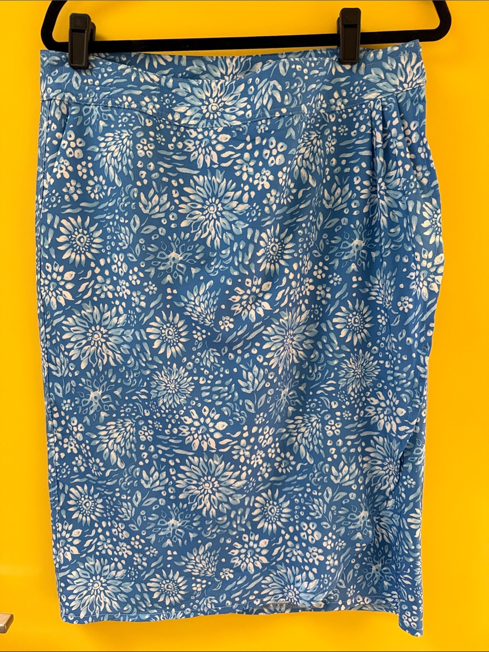Blue Floral Adjustable Wrap Skirt